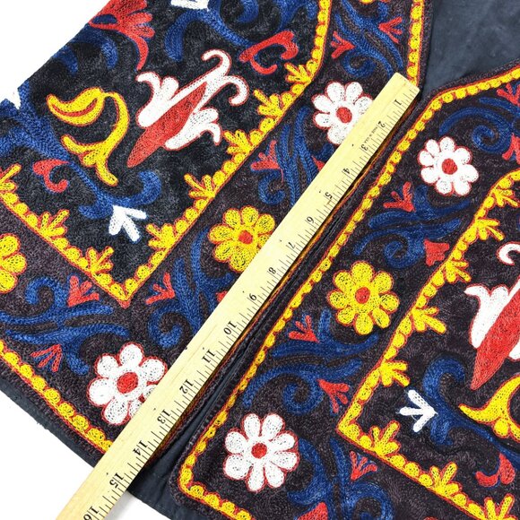 Vest VTG 70 -80's Nepal Embroidery Colorful Flowers Boho Ethnic Gender Neutral - Picture 11 of 11